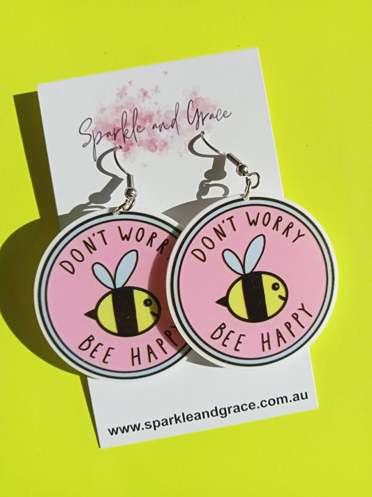 Don't Worry Bee Happy Dangle Earrings