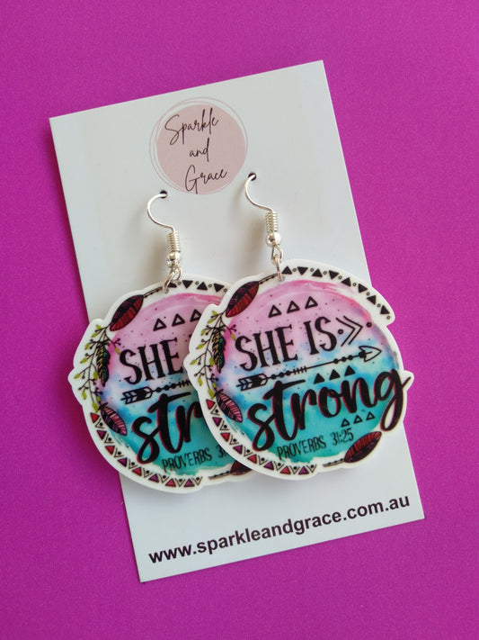 She is Strong Dangle Earrings